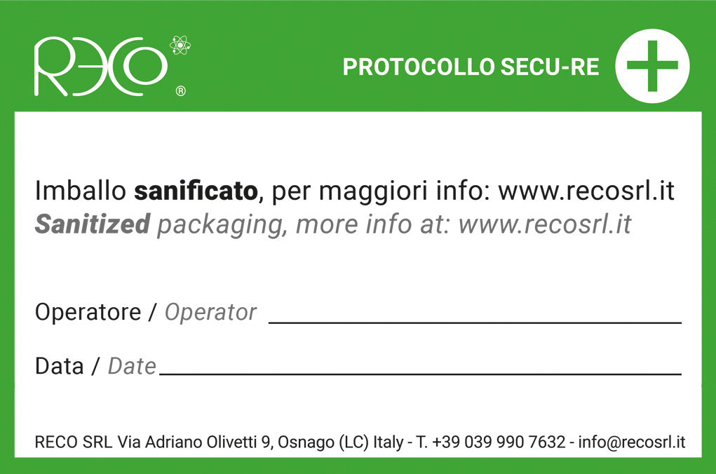 RECO IMPLEMENTA PROTOCOLLI DI SANIFICAZIONE PER GARANTIRE LA MASSIMA SICUREZZA